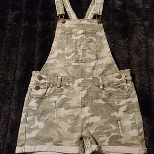 Justice short camo overalls